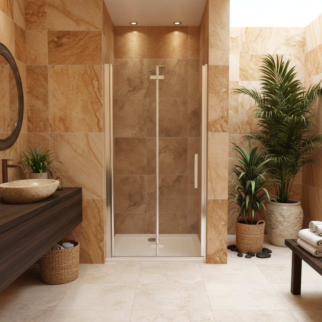 Duschkabine Nischentür 80–100×195 cm – 6 mm ESG NANO, Schwing-/Falttür