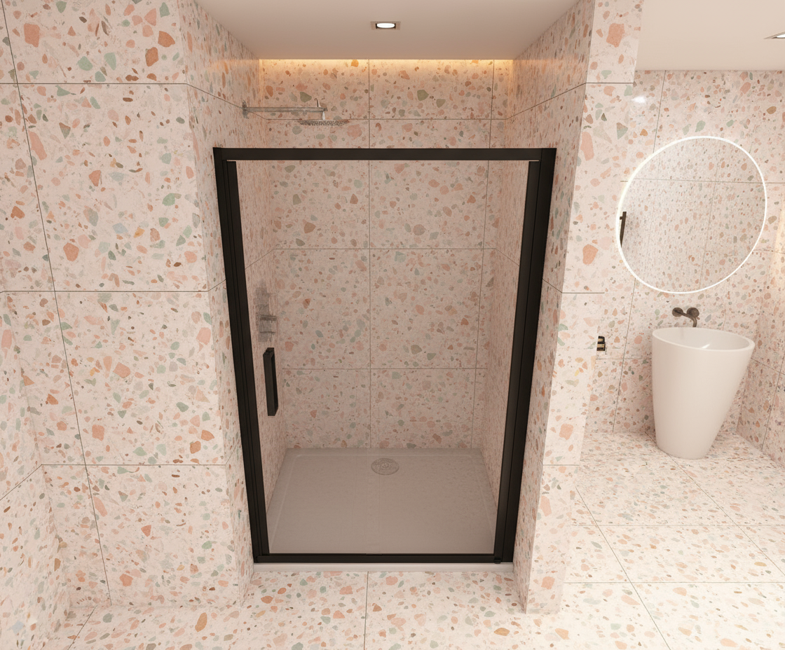 Duschtür 200cm Höhe Schwarz Nischentür 80/90/100cm 8mm ESG Pendeltür Schwingtür mit Nano-Glas