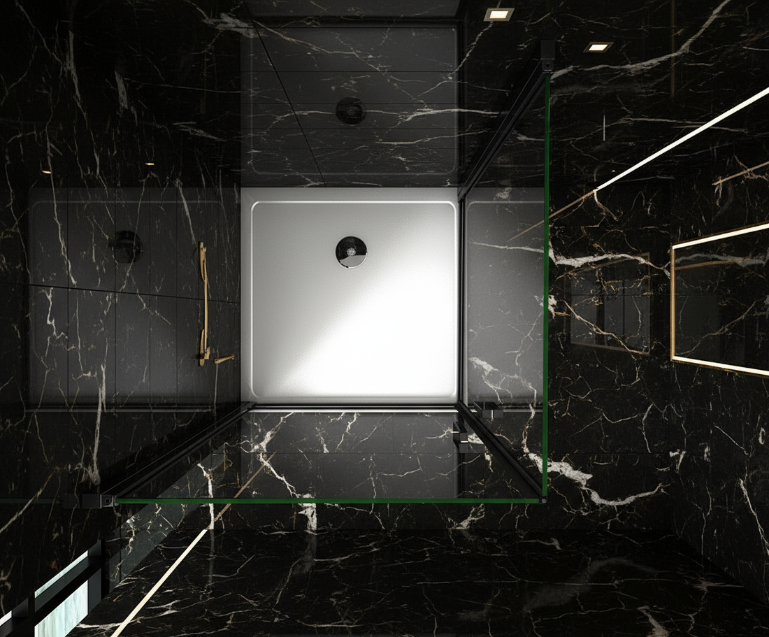 Duschkabine 200cm Schwarz Eckeinstieg 8mm ESG Schwingtür Drehtür mit Nano-Glas