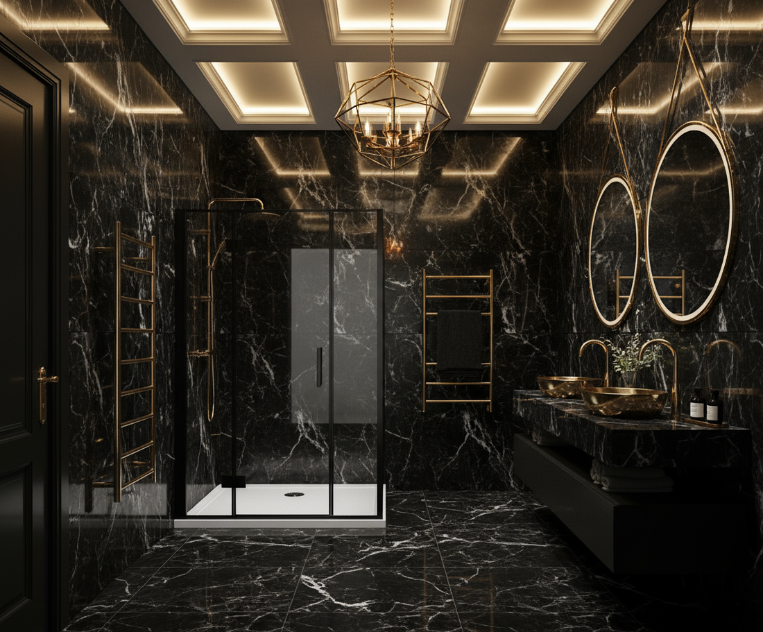 Duschkabine 200cm Schwarz Eckeinstieg 8mm ESG Schwingtür Drehtür mit Nano-Glas