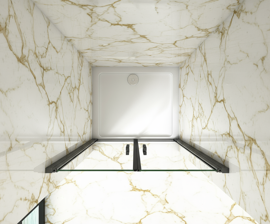 Duschtür 90x200cm Nischentür Schwarz Doppeltür Schwingtür 8mm ESG mit Nano-Glas