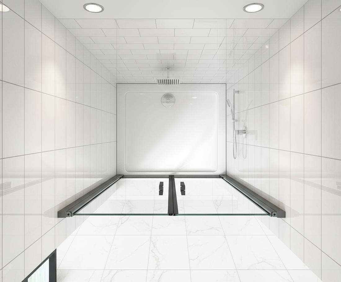 Duschtür 90x200cm Nischentür Schwarz Doppeltür Schwingtür 8mm ESG mit Nano-Glas