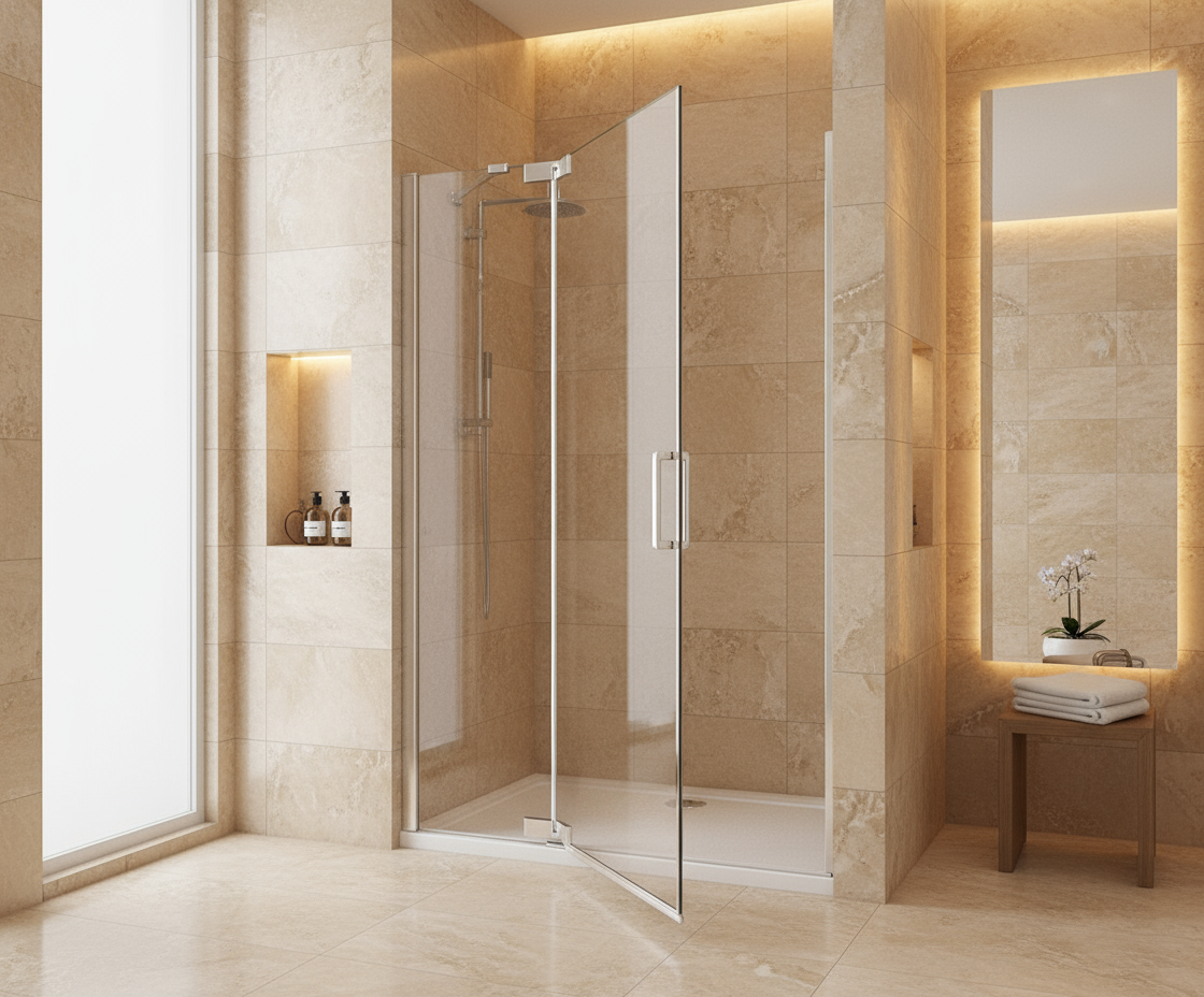 Duschkabine 200cm Drehtür 8mm ESG Sicherheitsglas mit Nano-Beschichtung