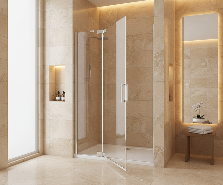 Duschkabine 200cm Drehtür 8mm ESG Sicherheitsglas mit Nano-Beschichtung