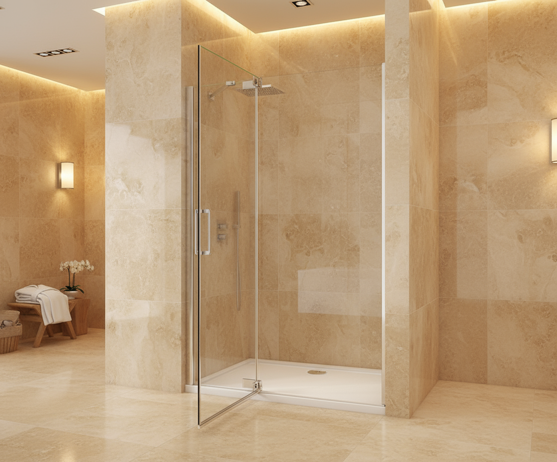 Duschkabine 200cm Drehtür 8mm ESG Sicherheitsglas mit Nano-Beschichtung