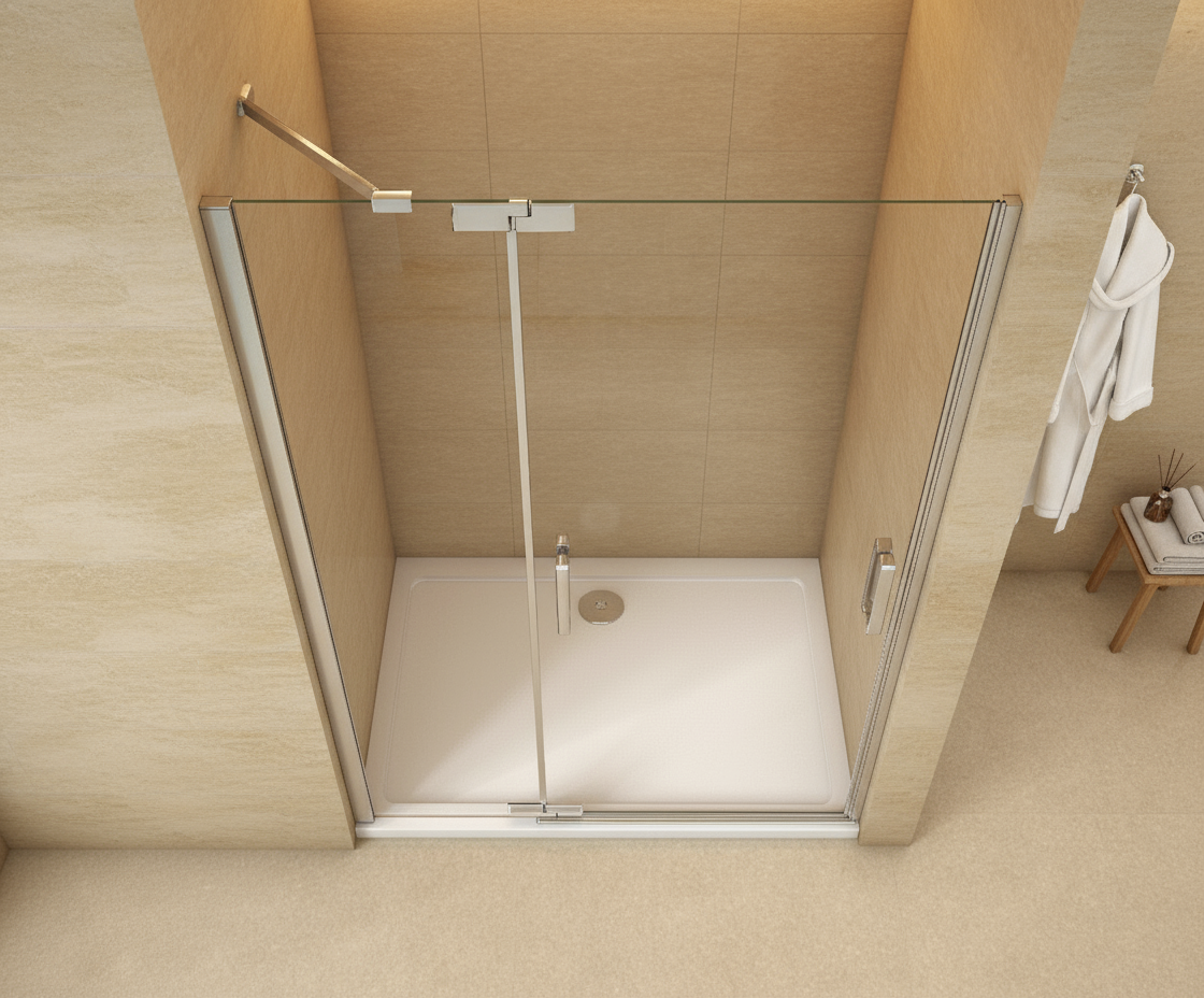 Duschkabine 200cm Drehtür 8mm ESG Sicherheitsglas mit Nano-Beschichtung