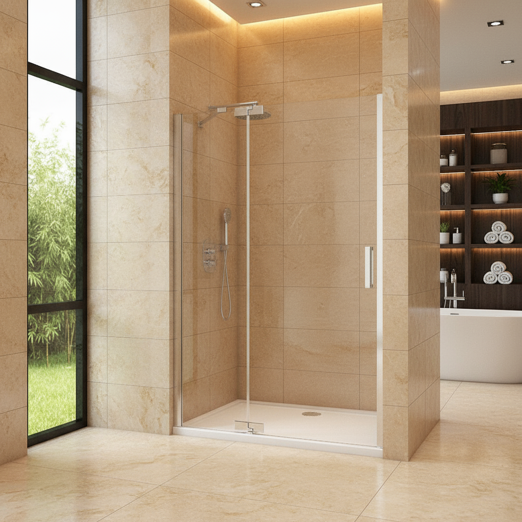 Duschkabine 200cm Drehtür 8mm ESG Sicherheitsglas mit Nano-Beschichtung