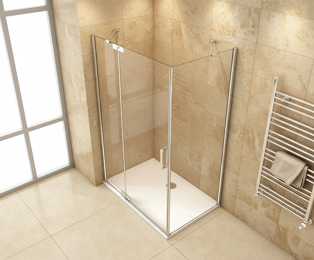 Duschkabine 200cm Drehtür 8mm ESG Sicherheitsglas mit Nano-Beschichtung