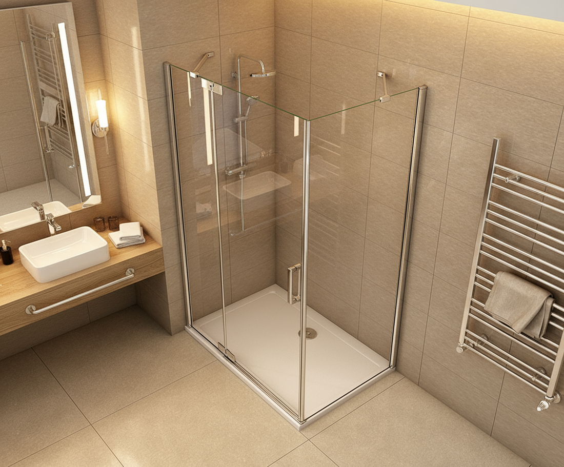 Duschkabine 200cm Drehtür 8mm ESG Sicherheitsglas mit Nano-Beschichtung