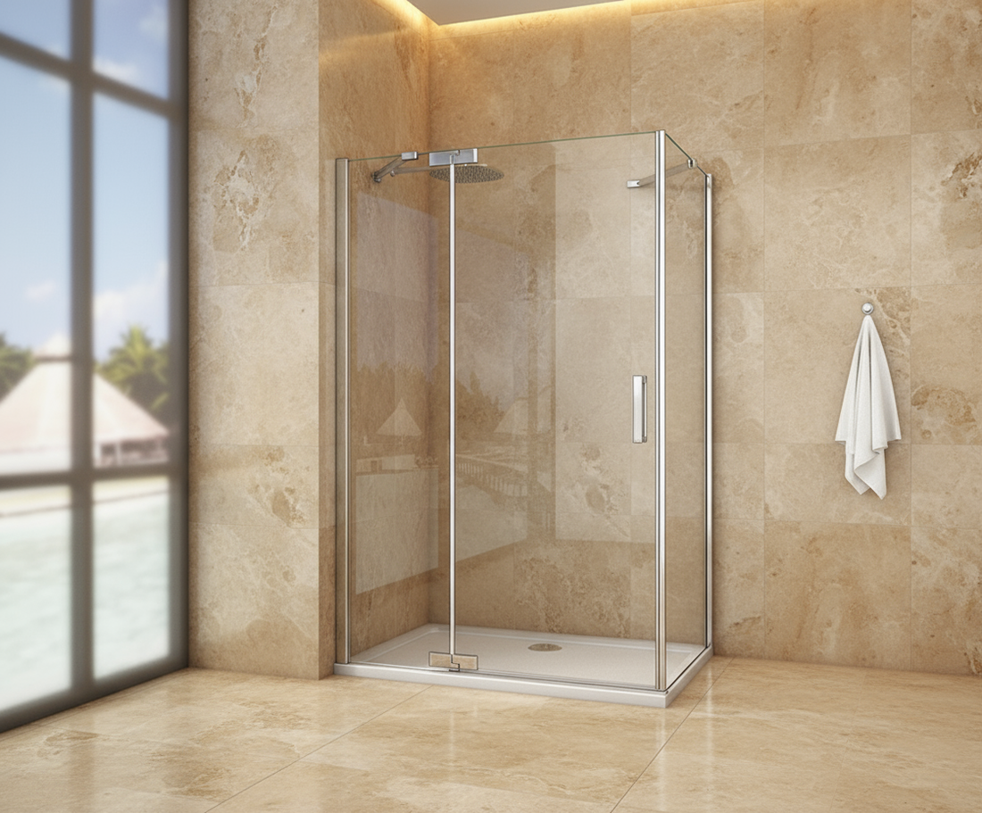 Duschkabine 200cm Drehtür 8mm ESG Sicherheitsglas mit Nano-Beschichtung