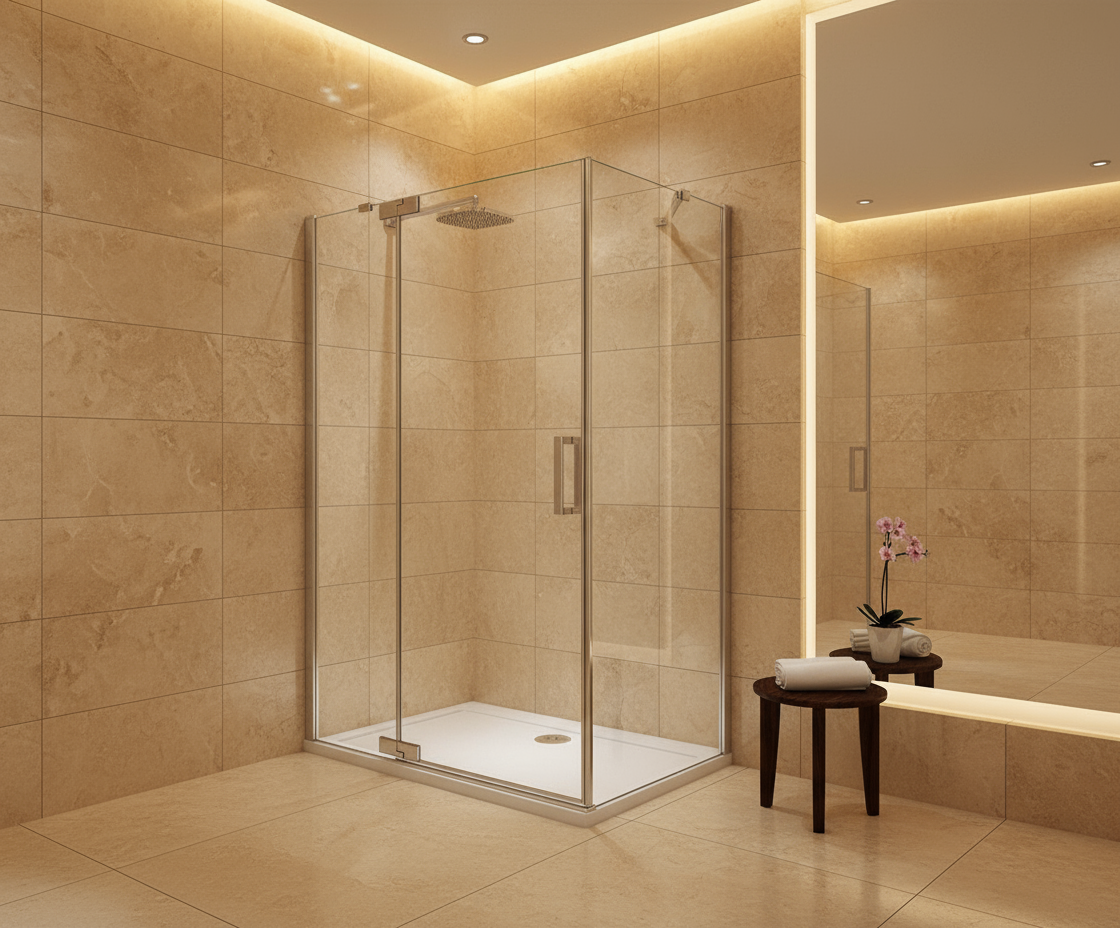 Duschkabine 200cm Drehtür 8mm ESG Sicherheitsglas mit Nano-Beschichtung