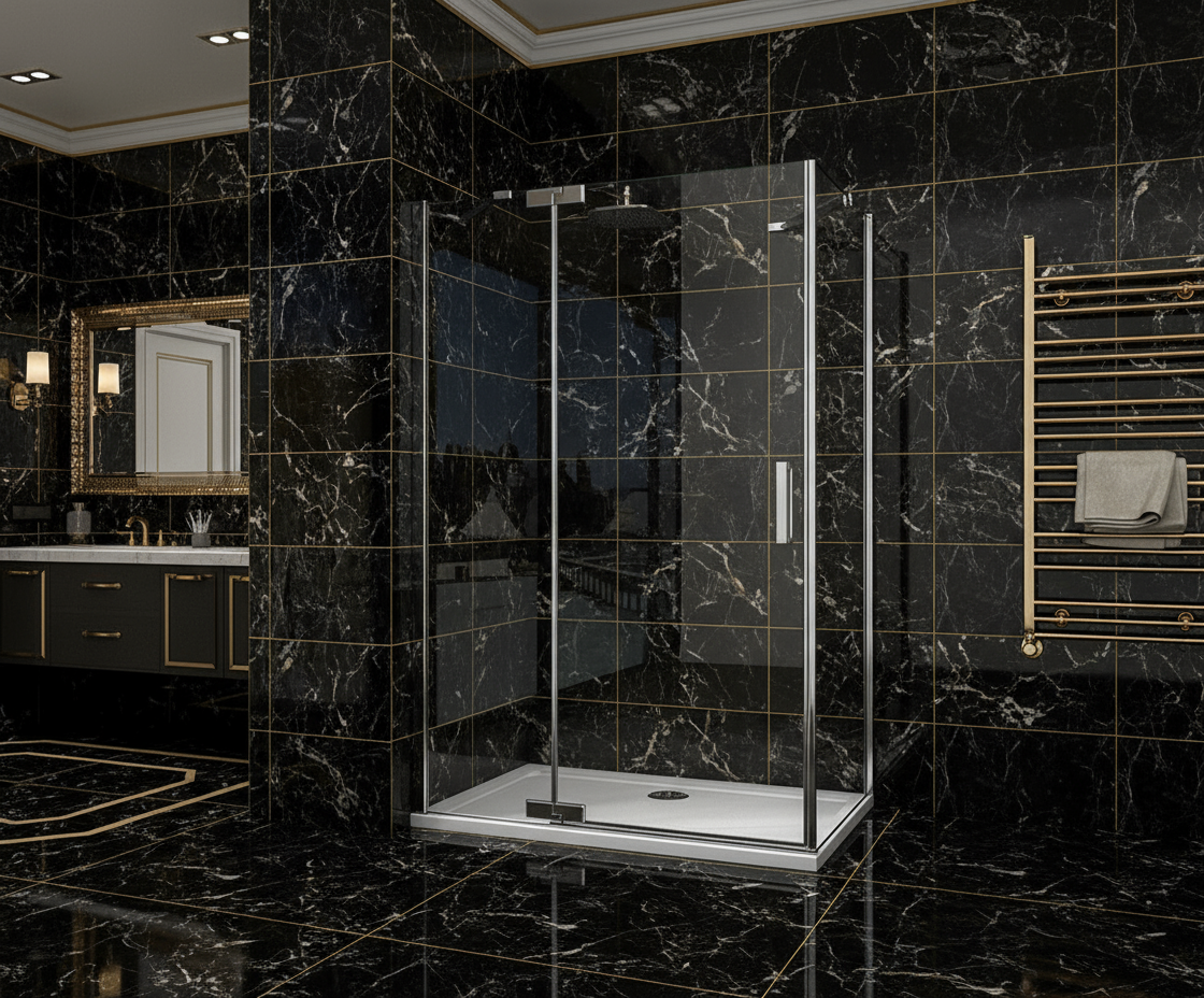 Duschkabine 200cm Drehtür 8mm ESG Sicherheitsglas mit Nano-Beschichtung