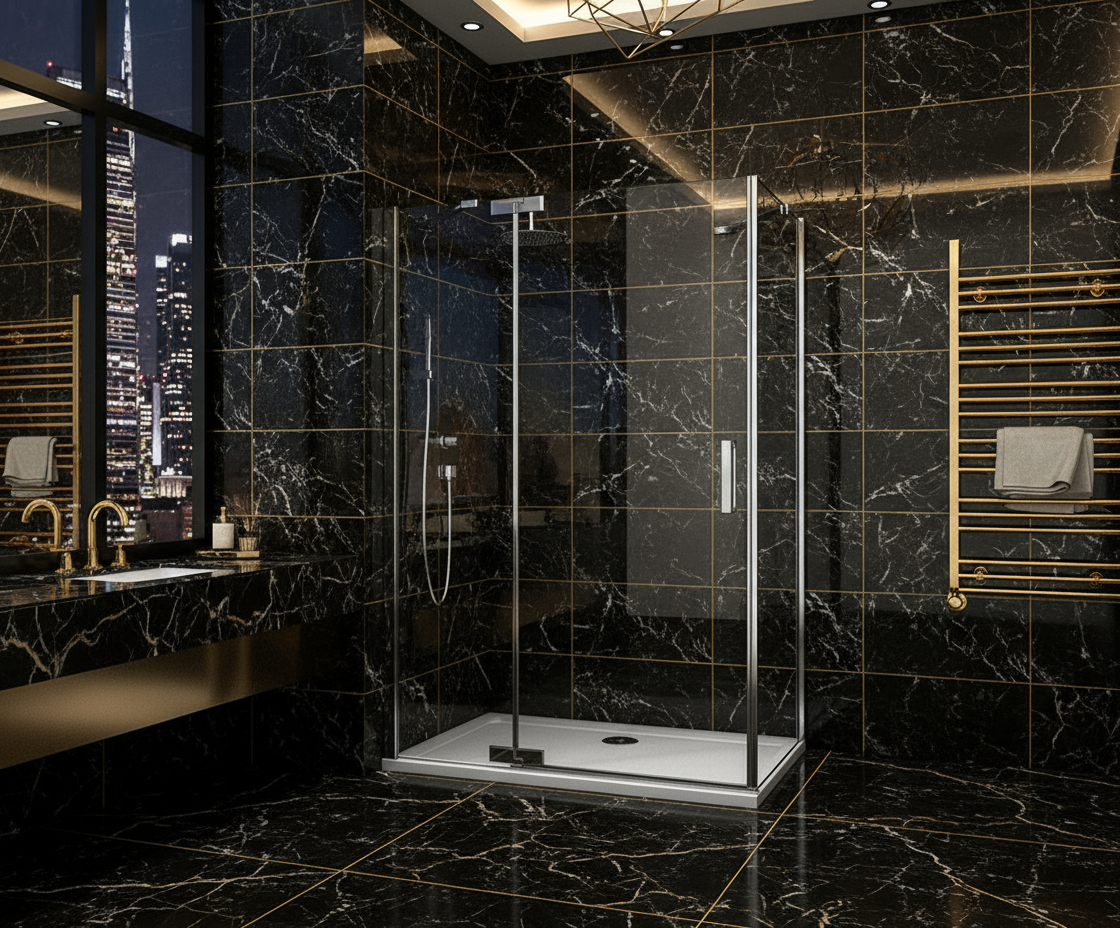 Duschkabine 200cm Drehtür 8mm ESG Sicherheitsglas mit Nano-Beschichtung