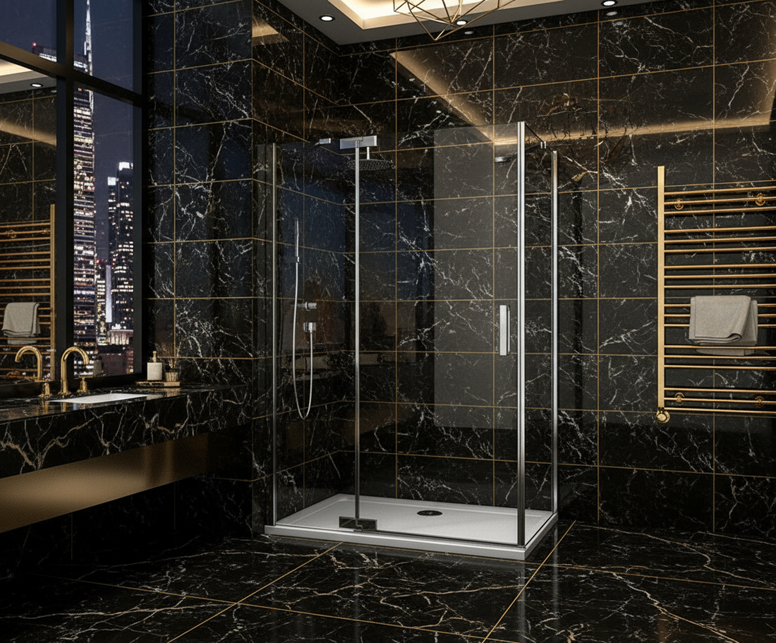 Duschkabine 200cm Drehtür 8mm ESG Sicherheitsglas mit Nano-Beschichtung