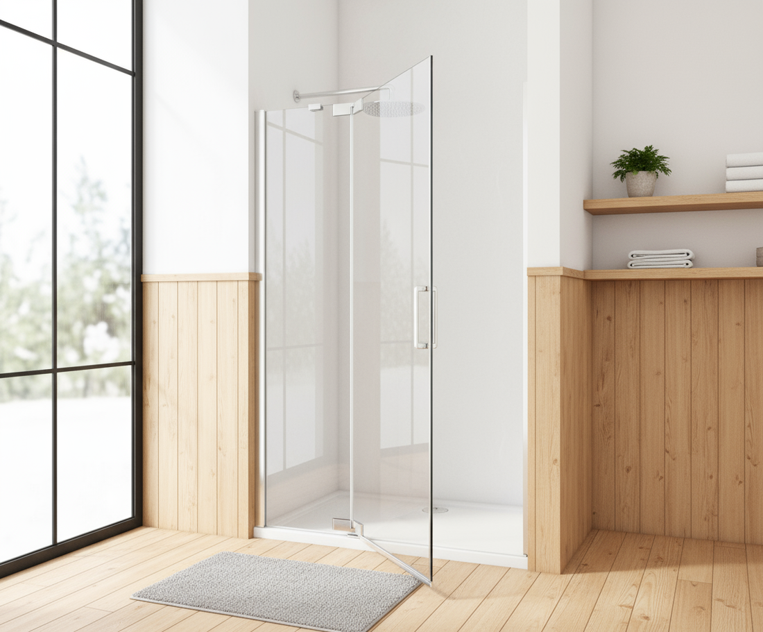 Duschkabine 200cm Drehtür mit Seitenwand 8mm ESG Sicherheitsglas Nano-Beschichtung