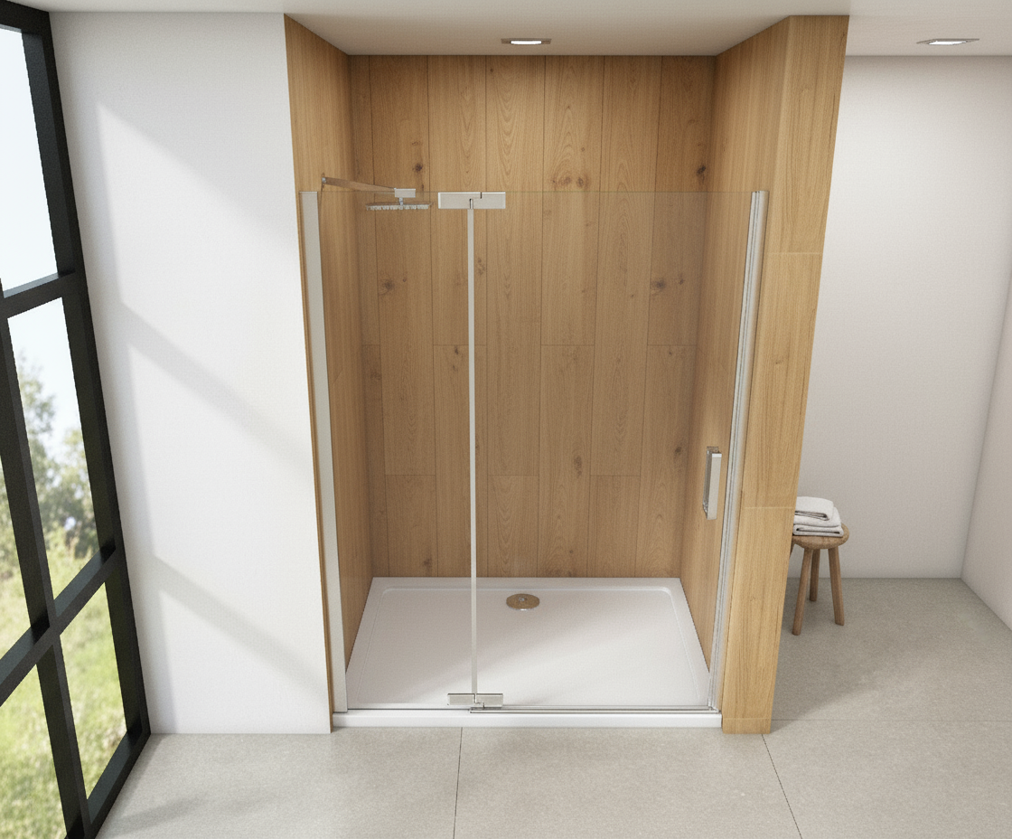 Duschkabine 200cm Drehtür mit Seitenwand 8mm ESG Sicherheitsglas Nano-Beschichtung