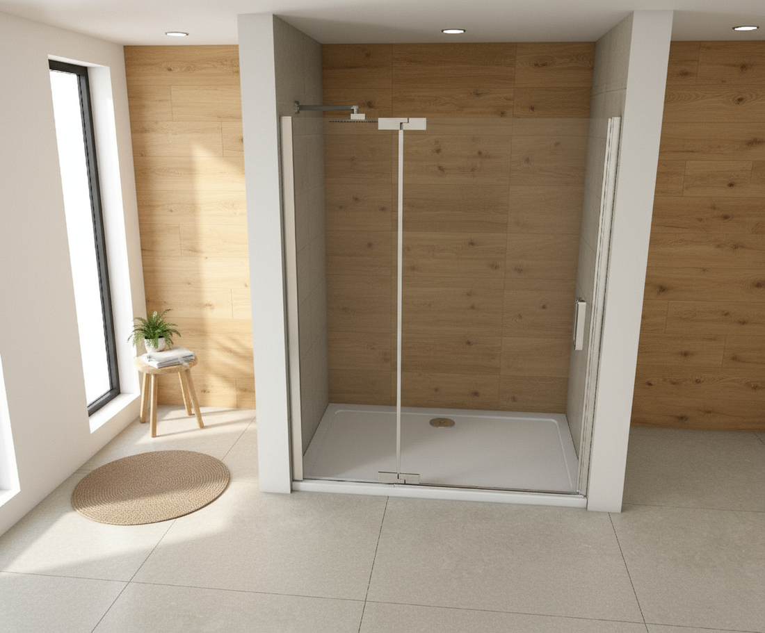 Duschkabine 200cm Drehtür mit Seitenwand 8mm ESG Sicherheitsglas Nano-Beschichtung