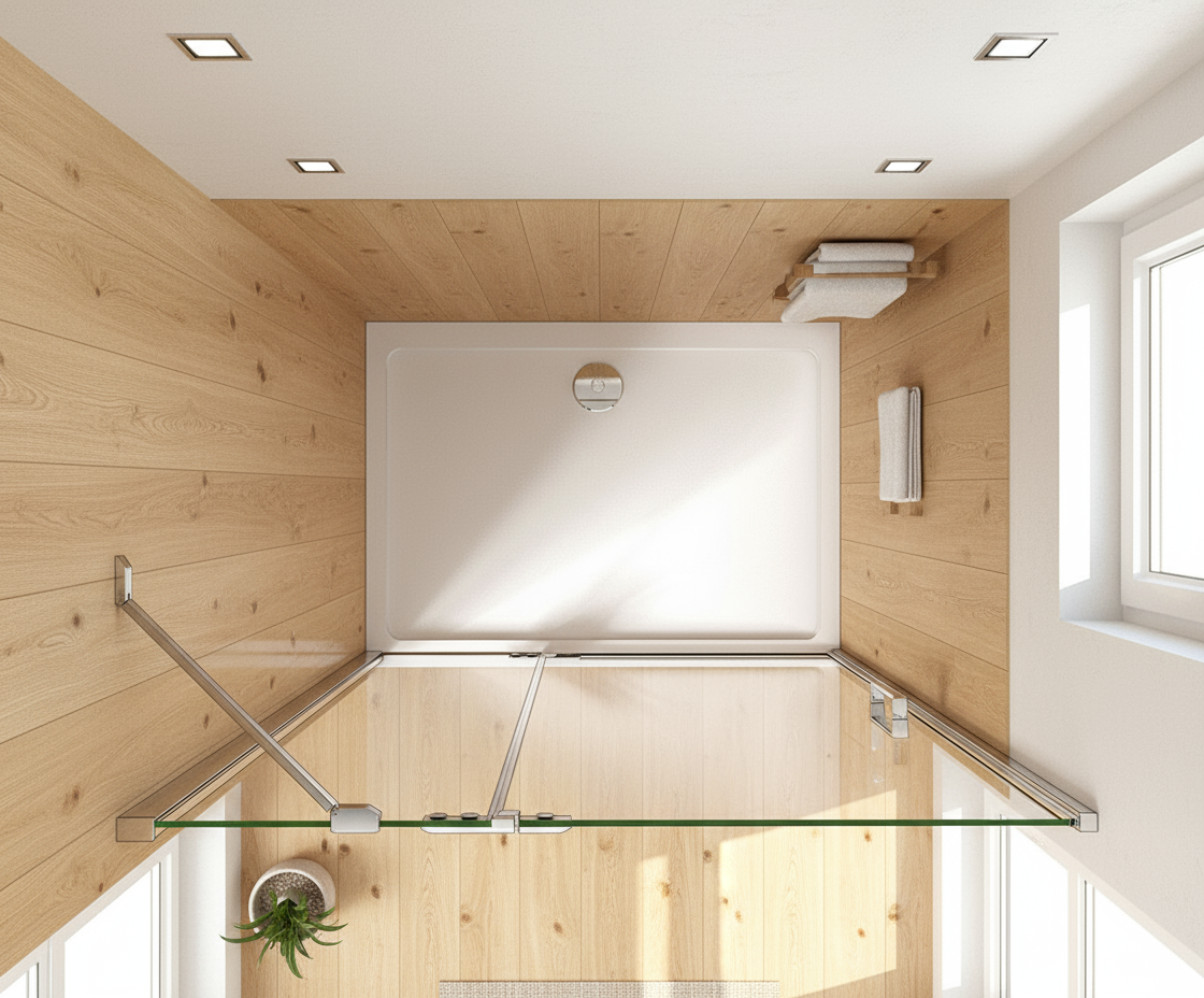 Duschkabine 200cm Drehtür mit Seitenwand 8mm ESG Sicherheitsglas Nano-Beschichtung