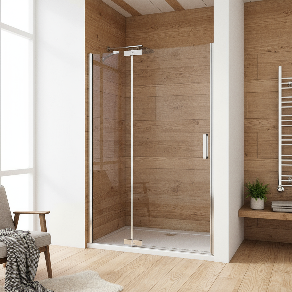 Duschkabine 200cm Drehtür mit Seitenwand 8mm ESG Sicherheitsglas Nano-Beschichtung