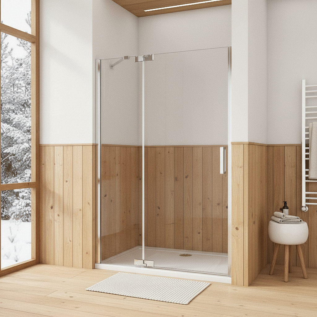 Duschkabine 200cm Drehtür mit Seitenwand 8mm ESG Sicherheitsglas Nano-Beschichtung