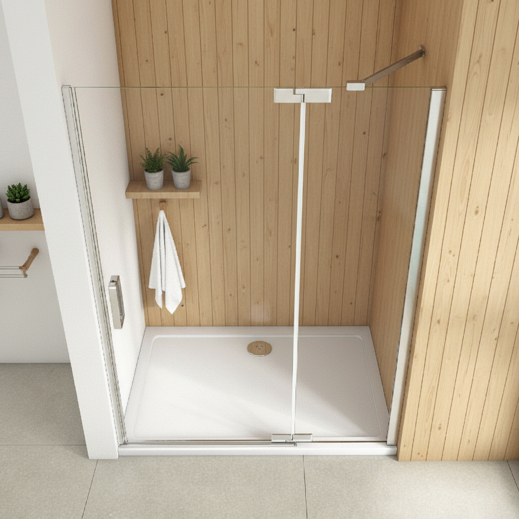 Duschkabine 200cm Drehtür mit Seitenwand 8mm ESG Sicherheitsglas Nano-Beschichtung