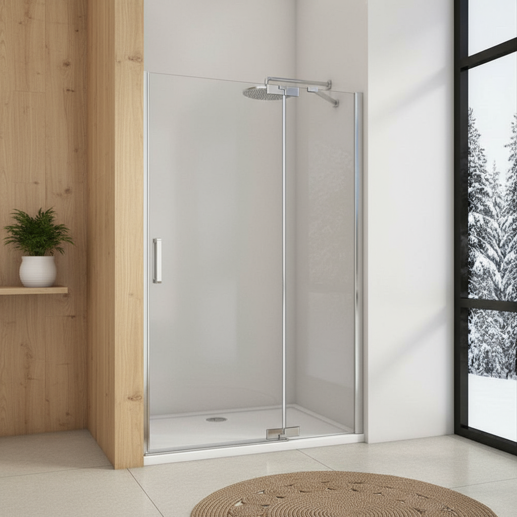 Duschkabine 200cm Drehtür mit Seitenwand 8mm ESG Sicherheitsglas Nano-Beschichtung