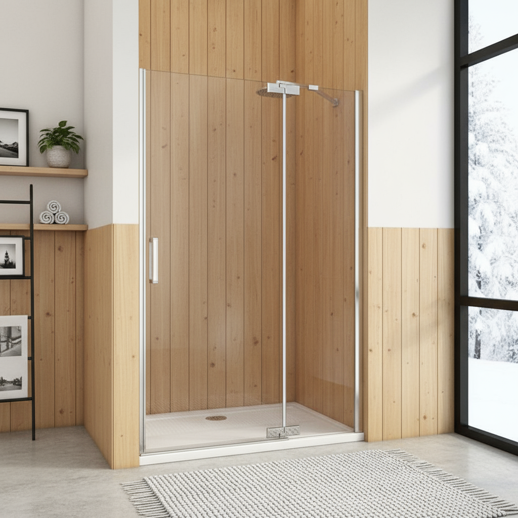 Duschkabine 200cm Drehtür mit Seitenwand 8mm ESG Sicherheitsglas Nano-Beschichtung