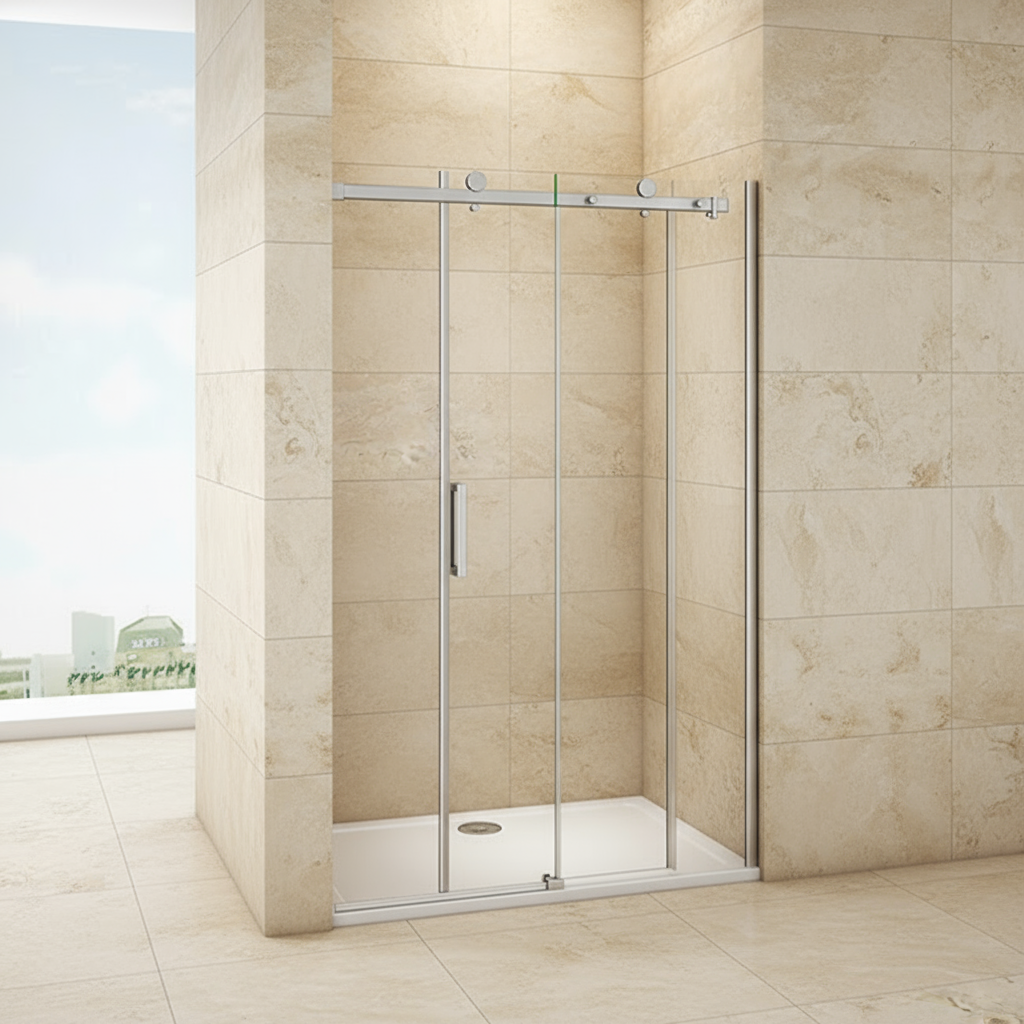 Duschabtrennung Schiebetür 195cm 100/120/140/160cm 8mm ESG Nano-Glas mit/ohne Duschwanne