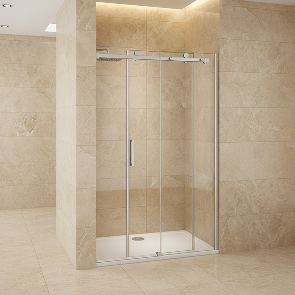 Duschabtrennung Schiebetür 195cm 100/120/140/160cm 8mm ESG Nano-Glas mit/ohne Duschwanne