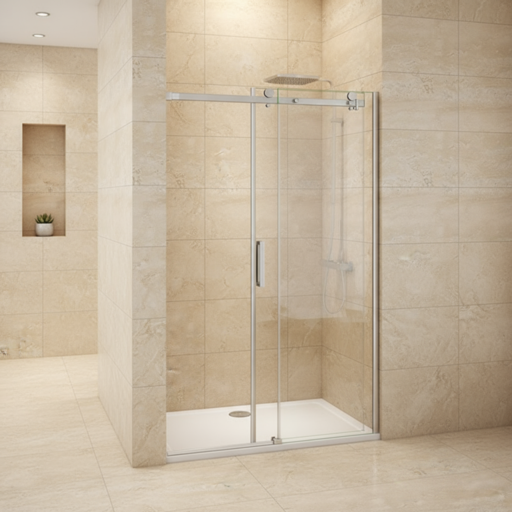 Duschabtrennung Schiebetür 195cm 100/120/140/160cm 8mm ESG Nano-Glas mit/ohne Duschwanne