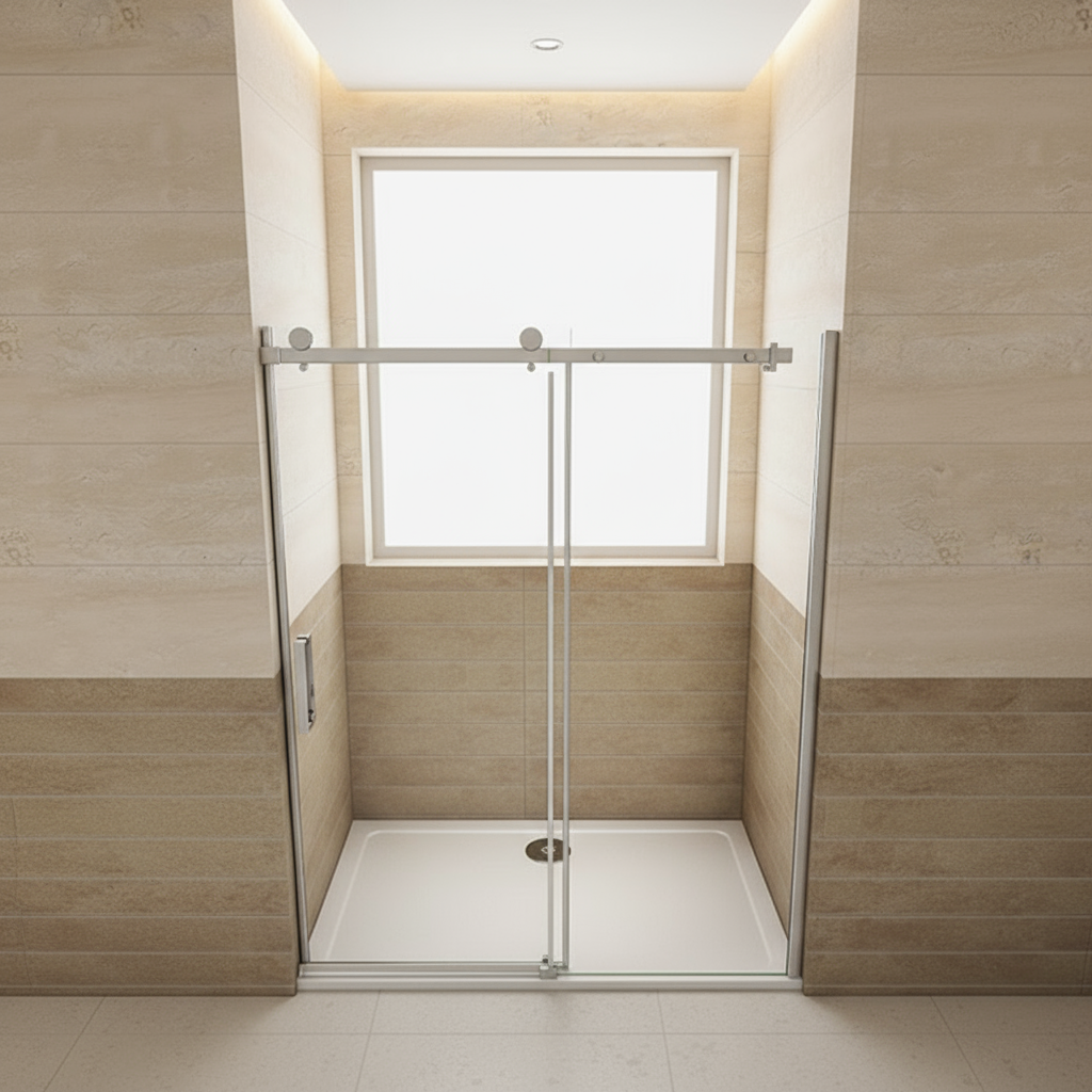 Duschabtrennung Schiebetür 195cm 100/120/140/160cm 8mm ESG Nano-Glas mit/ohne Duschwanne