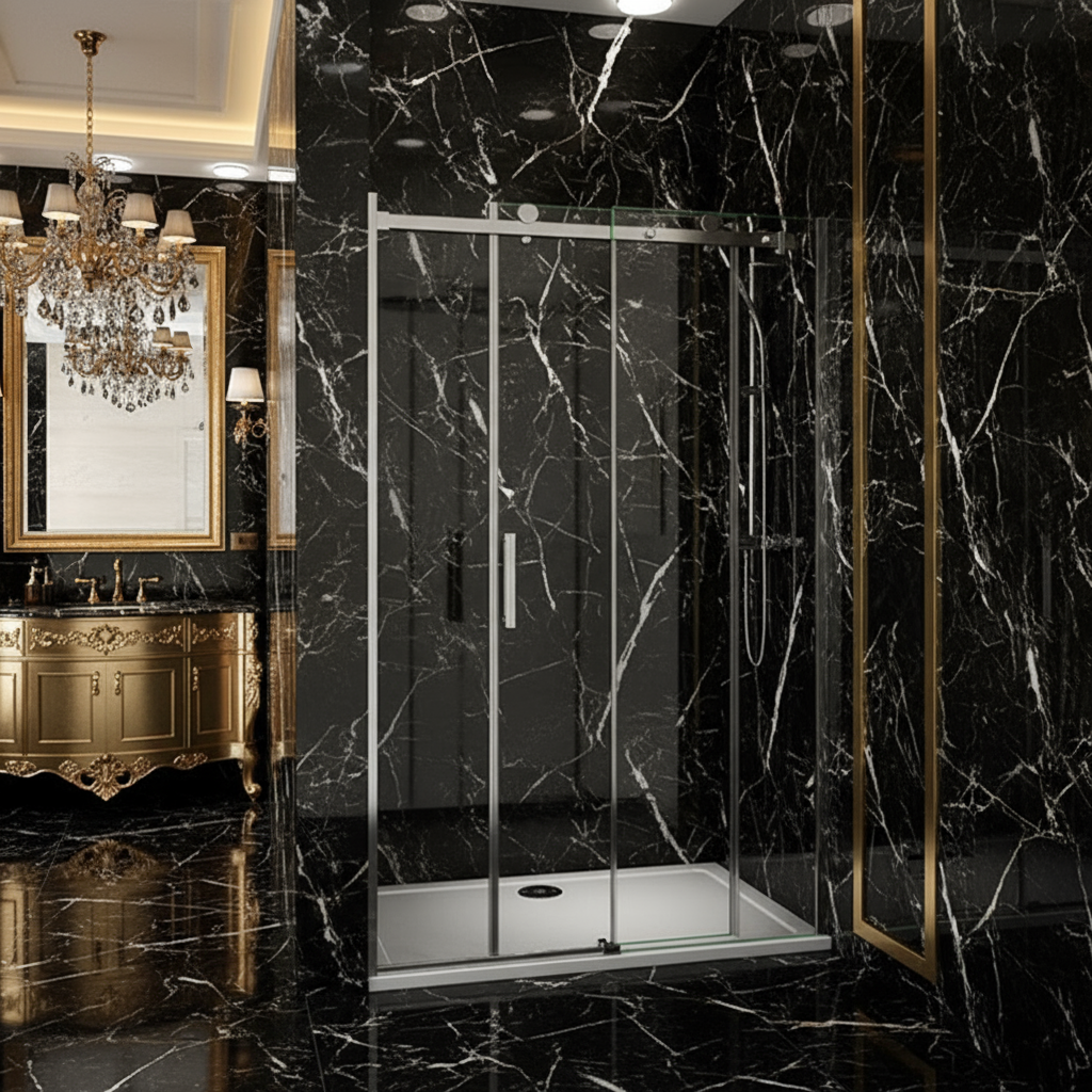 Duschabtrennung Schiebetür 195cm 100/120/140/160cm 8mm ESG Nano-Glas mit/ohne Duschwanne