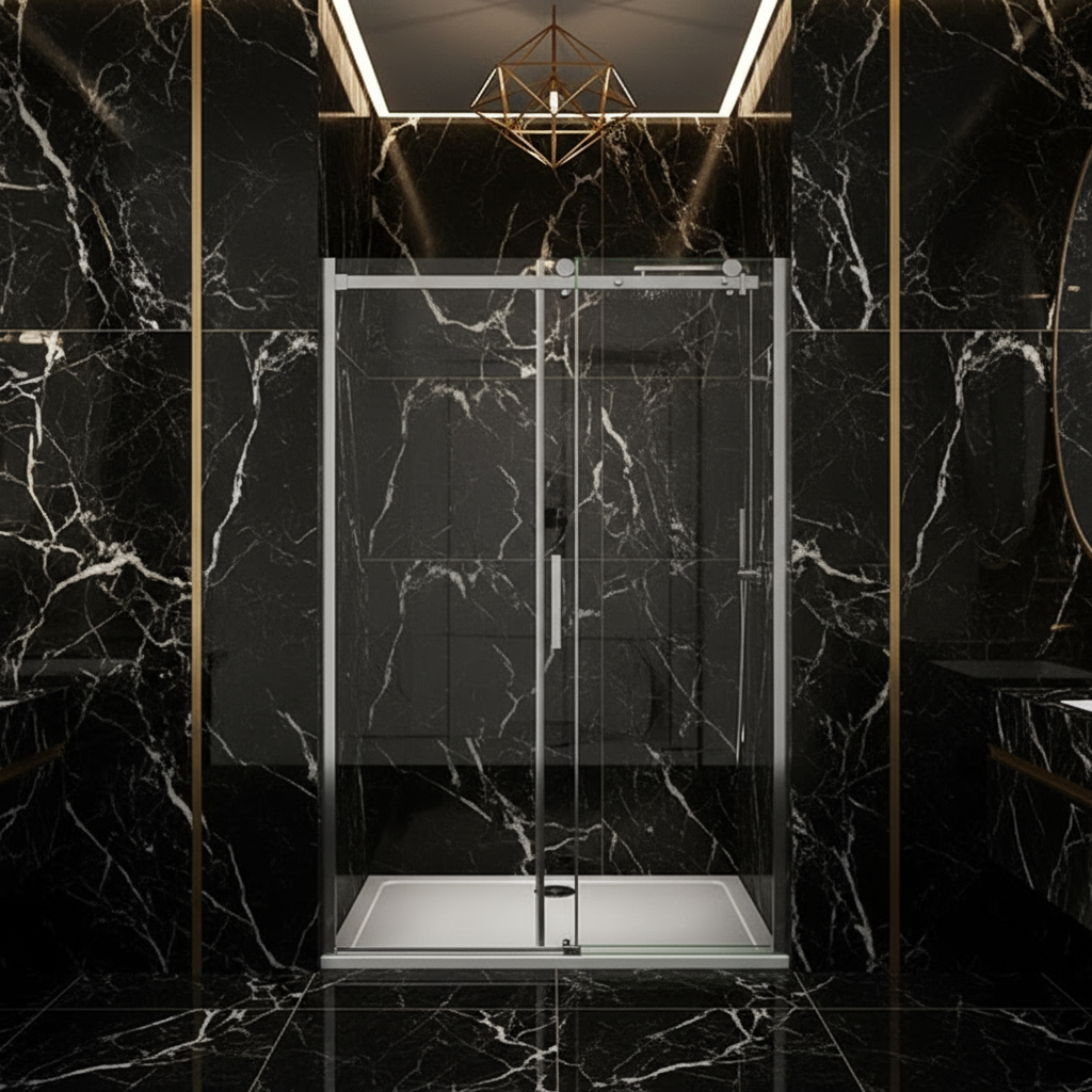 Duschabtrennung Schiebetür 195cm 100/120/140/160cm 8mm ESG Nano-Glas mit/ohne Duschwanne