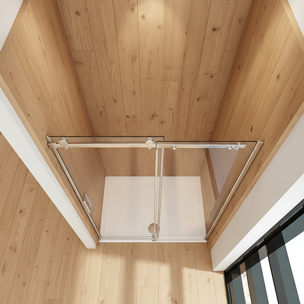 Duschabtrennung Schiebetür 195cm Echtglas Duschkabine Duschwand mit ESG Glas