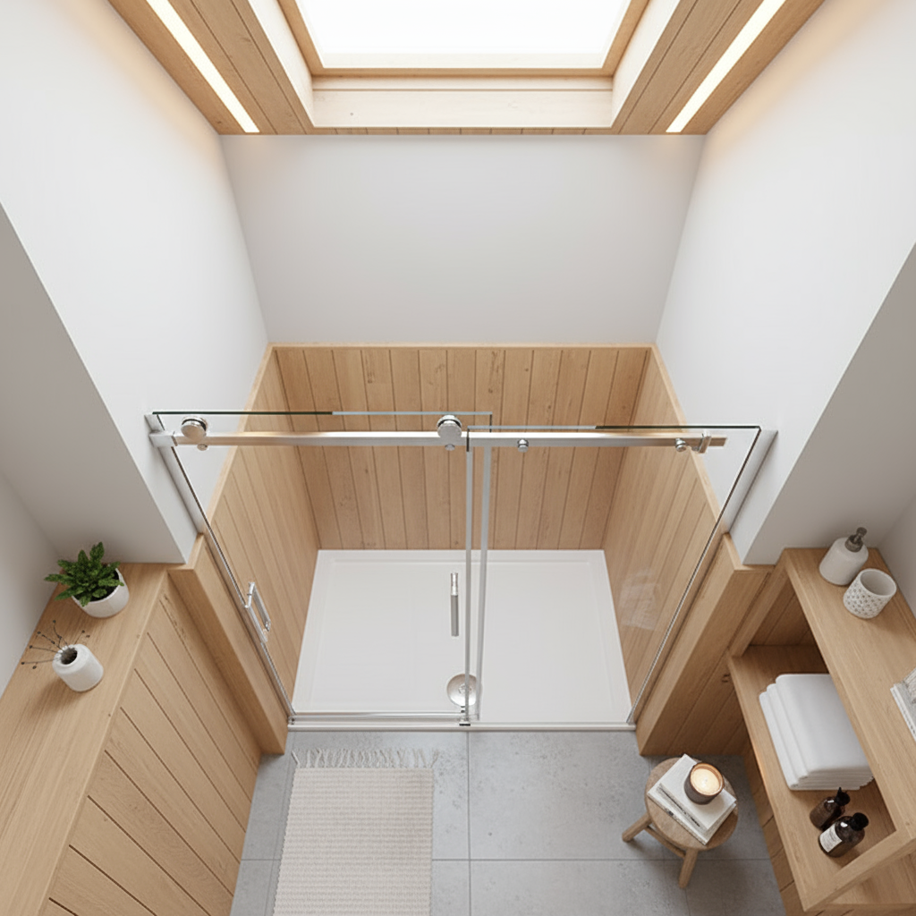 Duschabtrennung Schiebetür 195cm Echtglas Duschkabine Duschwand mit ESG Glas