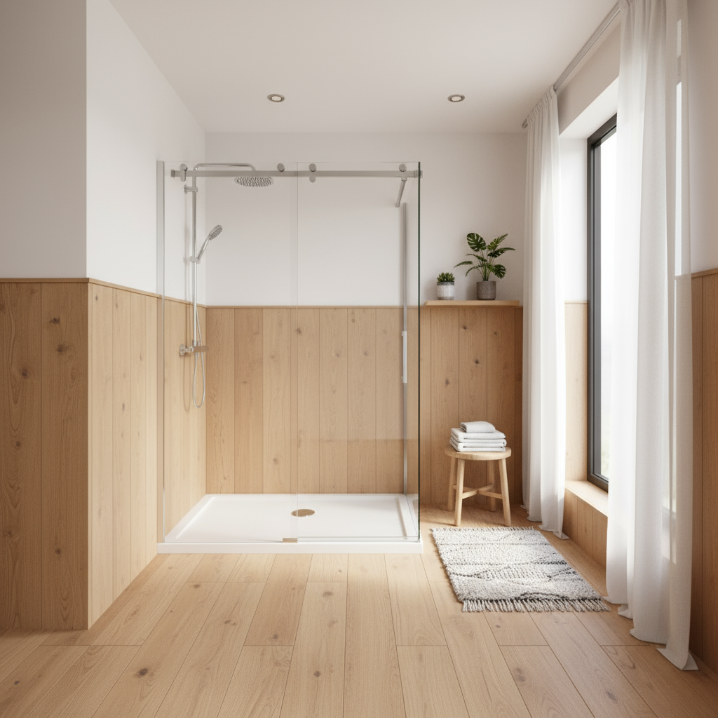 Duschabtrennung Schiebetür 195cm Echtglas Duschkabine Duschwand mit ESG Glas