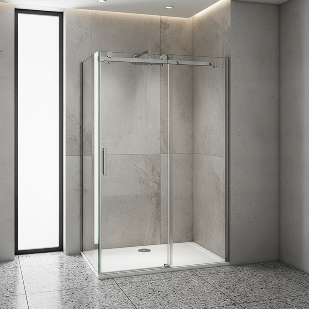 Duschabtrennung Schiebetür 195cm Duschkabine 6mm ESG Nano-Glas mit/ohne Duschtasse