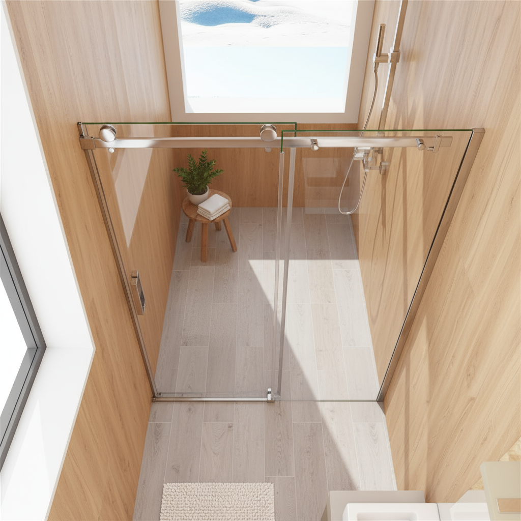 Duschabtrennung Schiebetür Nischentür 195cm 100–160cm 8mm ESG Nano-Glas mit/ohne Duschtasse