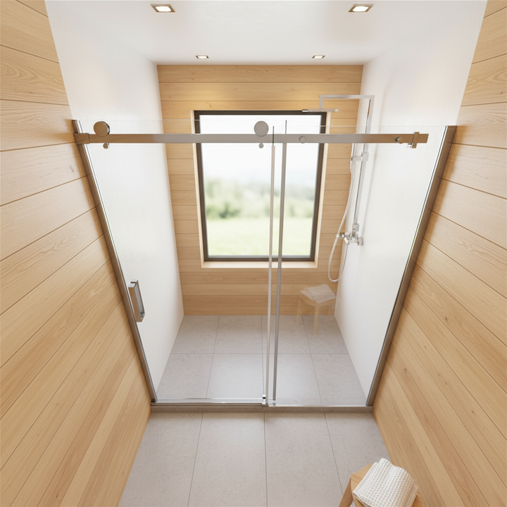 Duschabtrennung Schiebetür Nischentür 195cm 100–160cm 8mm ESG Nano-Glas mit/ohne Duschtasse