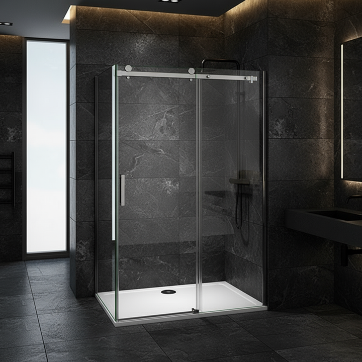 Duschabtrennung Schiebetür Duschkabine 8mm ESG Nano-Glas 195cm mit/ohne Duschtasse