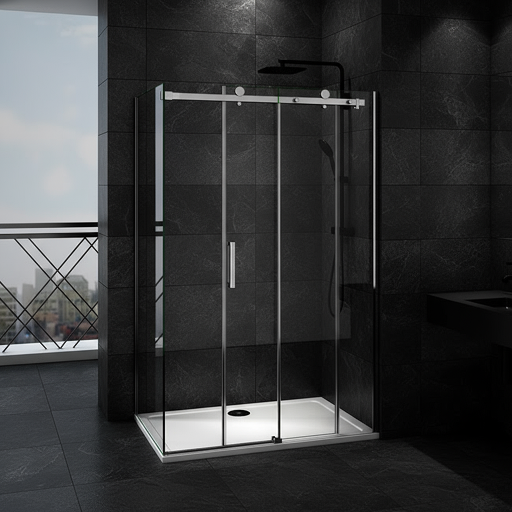 Duschabtrennung Schiebetür Duschkabine 8mm ESG Nano-Glas 195cm mit/ohne Duschtasse