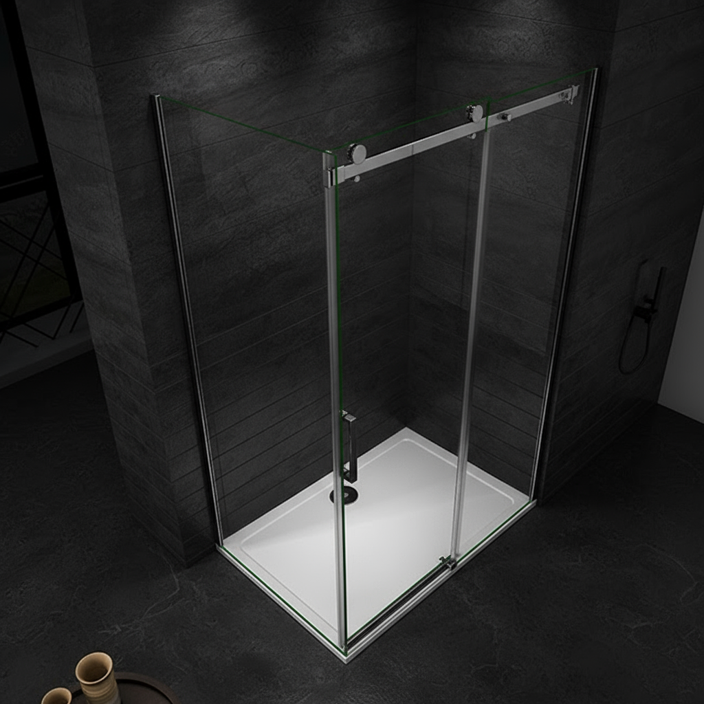 Duschabtrennung Schiebetür Duschkabine 8mm ESG Nano-Glas 195cm mit/ohne Duschtasse