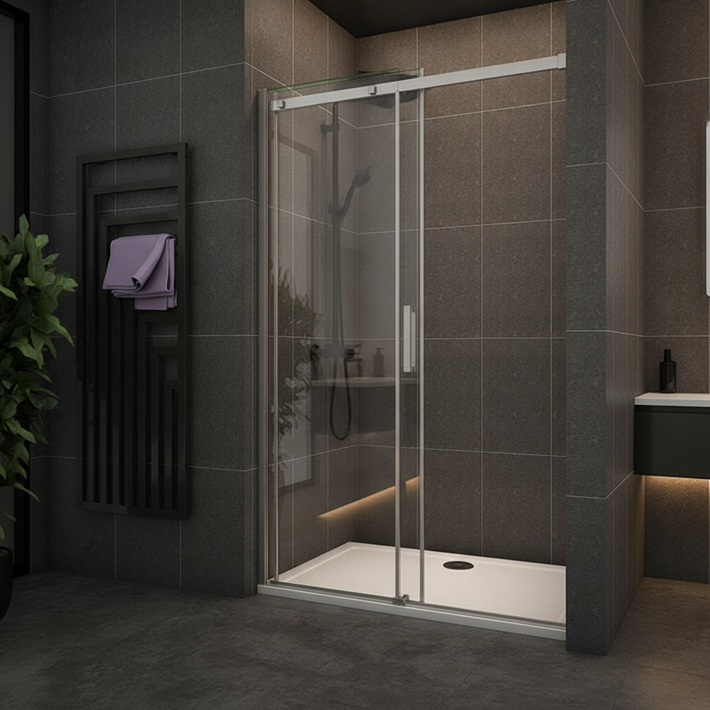 Duschabtrennung Schiebetür Nischentür 195cm 100–160cm 8mm ESG Nano-Glas Doppelseite