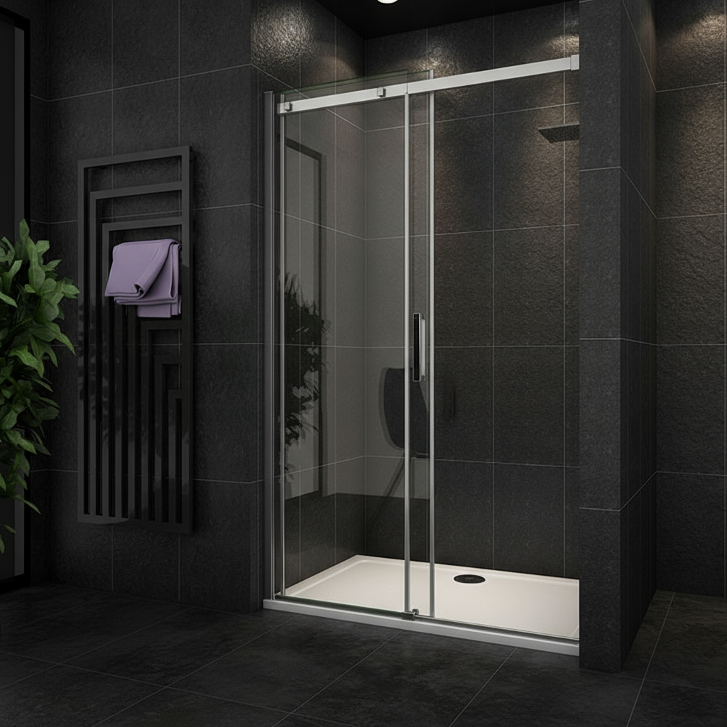 Duschabtrennung Schiebetür Nischentür 195cm 100–160cm 8mm ESG Nano-Glas Doppelseite