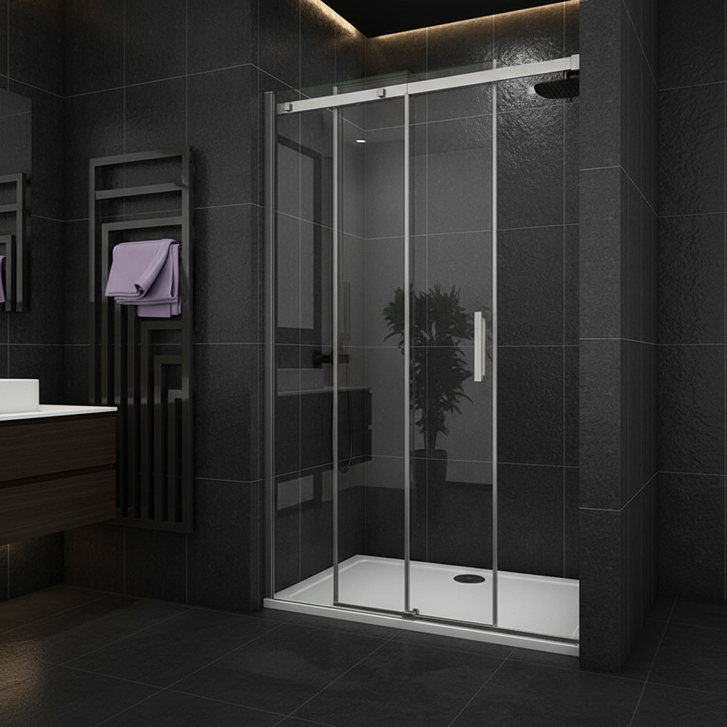 Duschabtrennung Schiebetür Nischentür 195cm 100–160cm 8mm ESG Nano-Glas Doppelseite