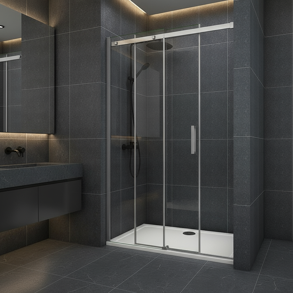 Duschabtrennung Schiebetür Nischentür 195cm 100–160cm 8mm ESG Nano-Glas Doppelseite
