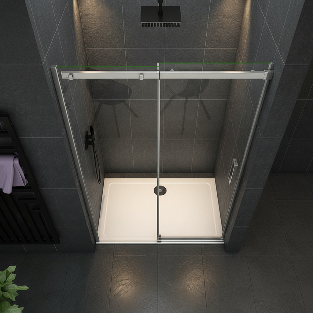 Duschabtrennung Schiebetür Nischentür 195cm 100–160cm 8mm ESG Nano-Glas Doppelseite