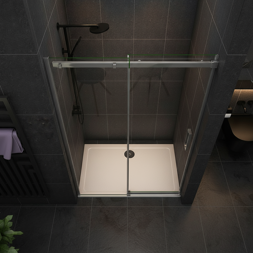 Duschabtrennung Schiebetür Nischentür 195cm 100–160cm 8mm ESG Nano-Glas Doppelseite