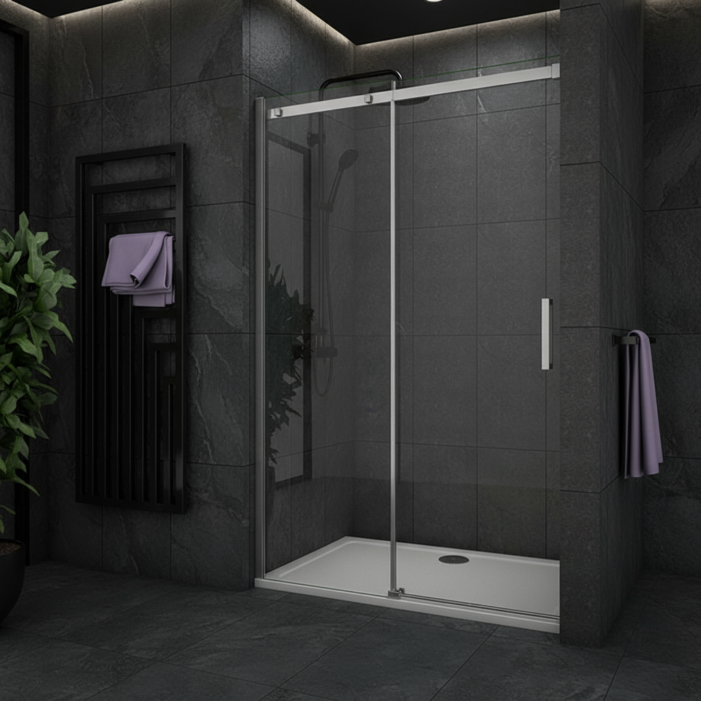 Duschabtrennung Schiebetür Nischentür 195cm 100–160cm 8mm ESG Nano-Glas Doppelseite