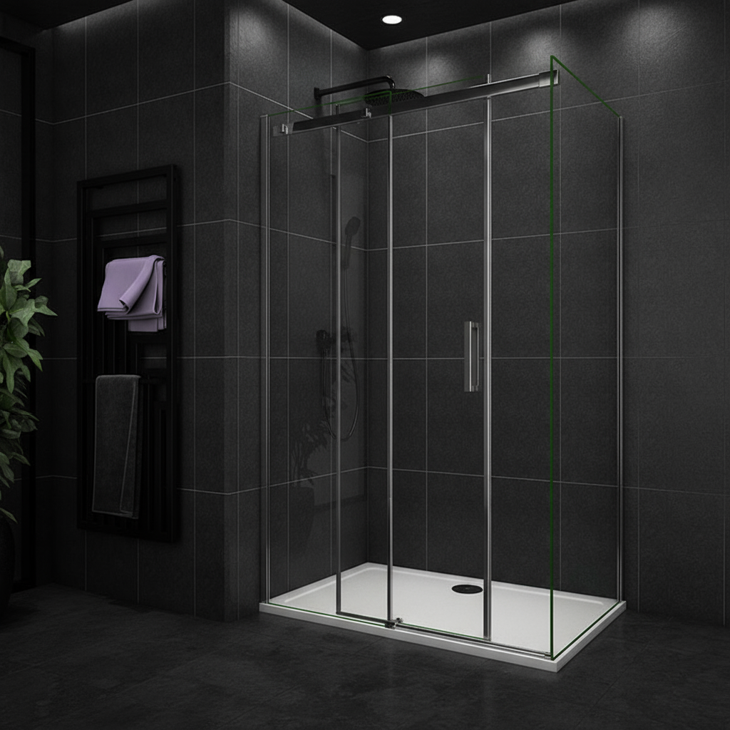 Duschabtrennung Schiebetür Nischentür 195cm 100–160cm 8mm ESG Nano-Glas Doppelseite